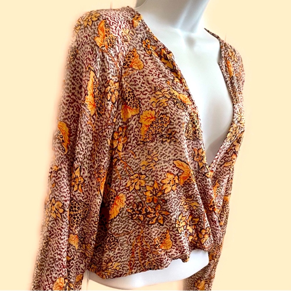 Rachel Zoe floral paisley print multicolor bohemian hippie blouse
